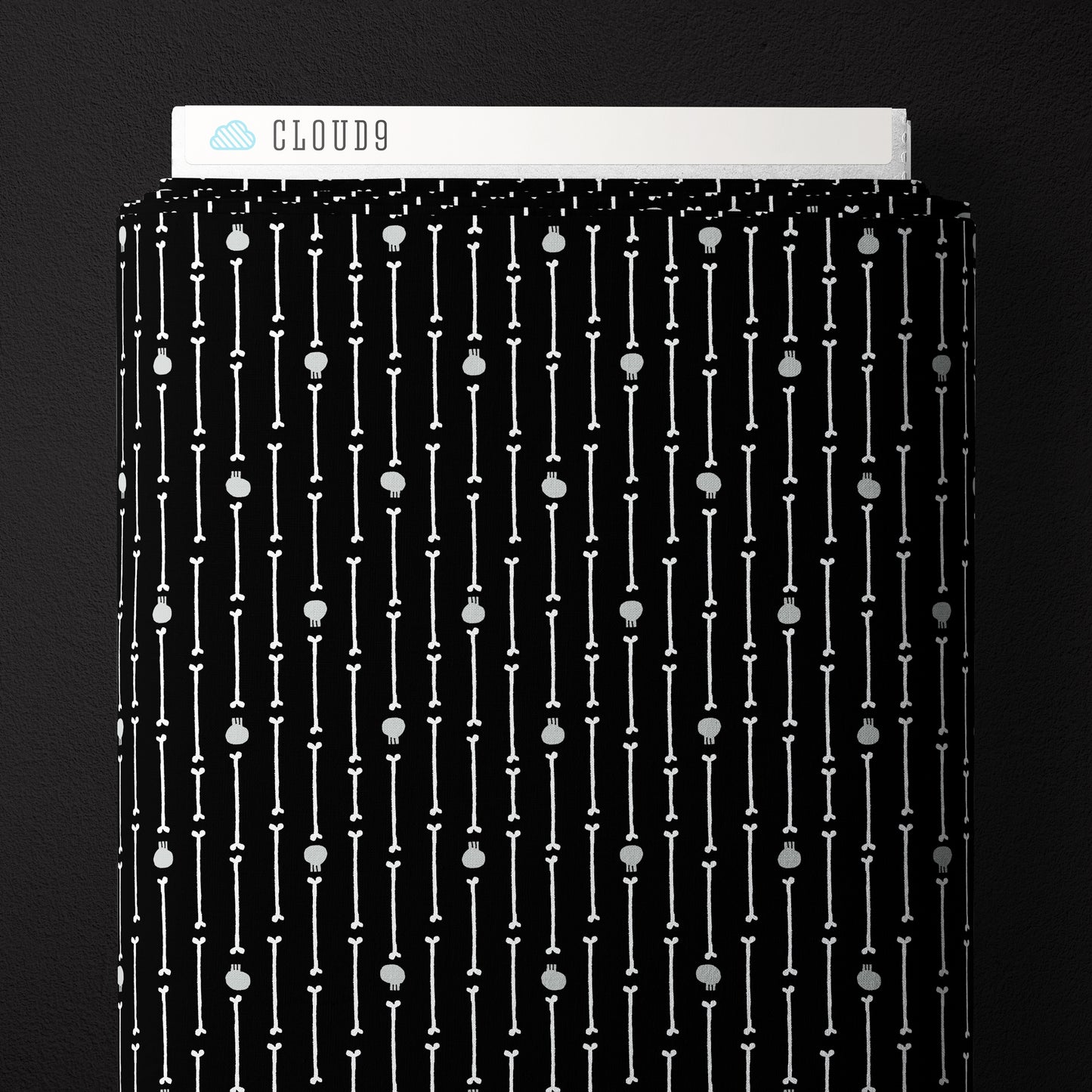 BLACK Skull Stripe - Dem Bones by Sarah Watson for Cloud9 Organic Cotton