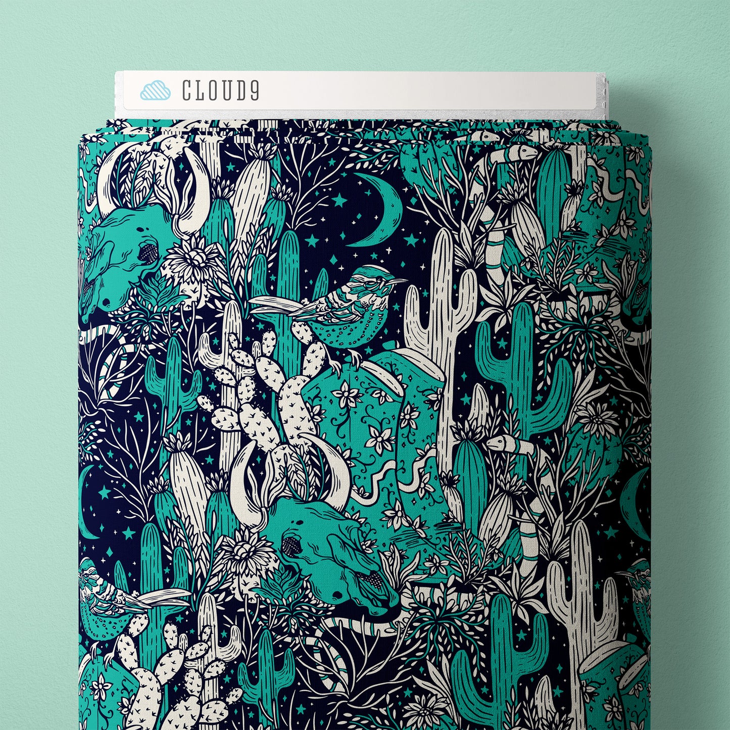 NAVY/TURQUOISE Wild West Whimsy- Desert Dance by Jillian Nichole for Cloud9 Organic Cotton