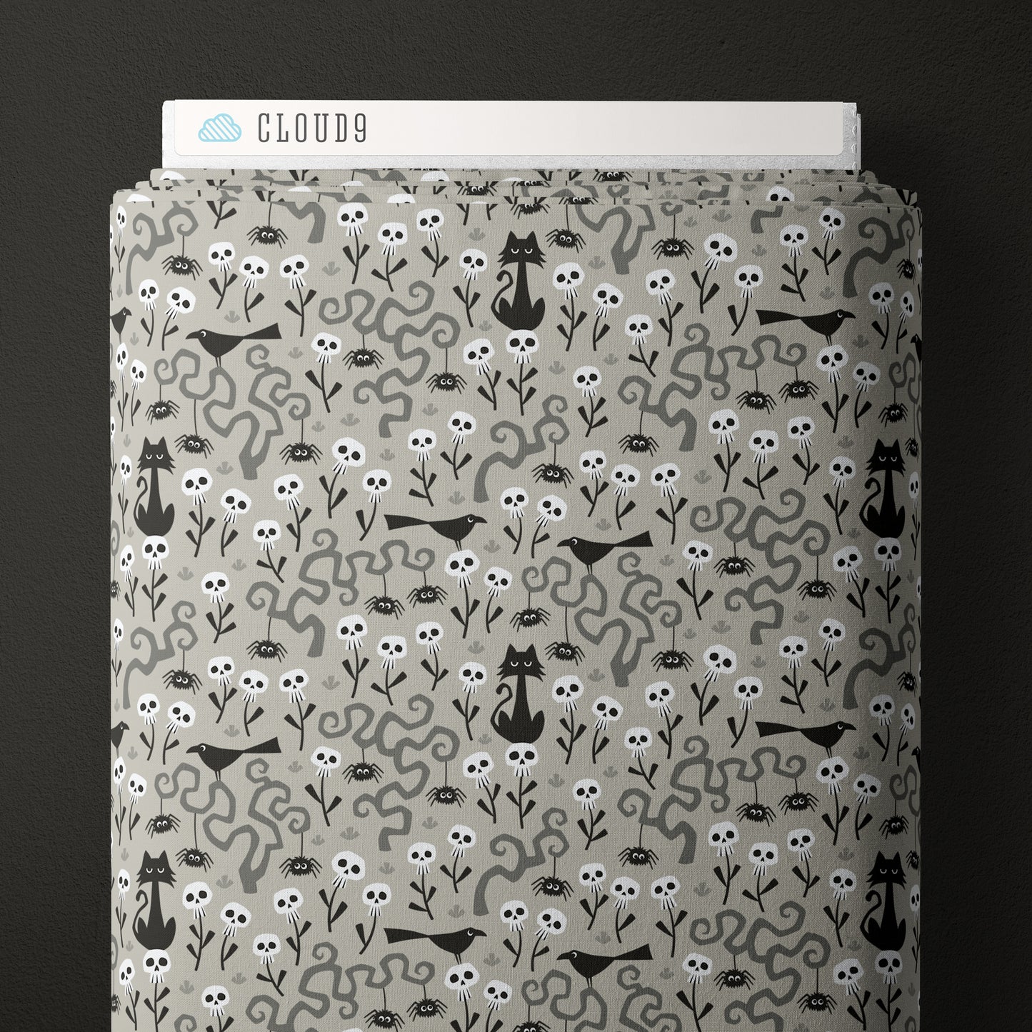 SKULLS GARDEN from Gothic Whimsy Collection by Anequ Studio for Cloud9 Organic Cotton