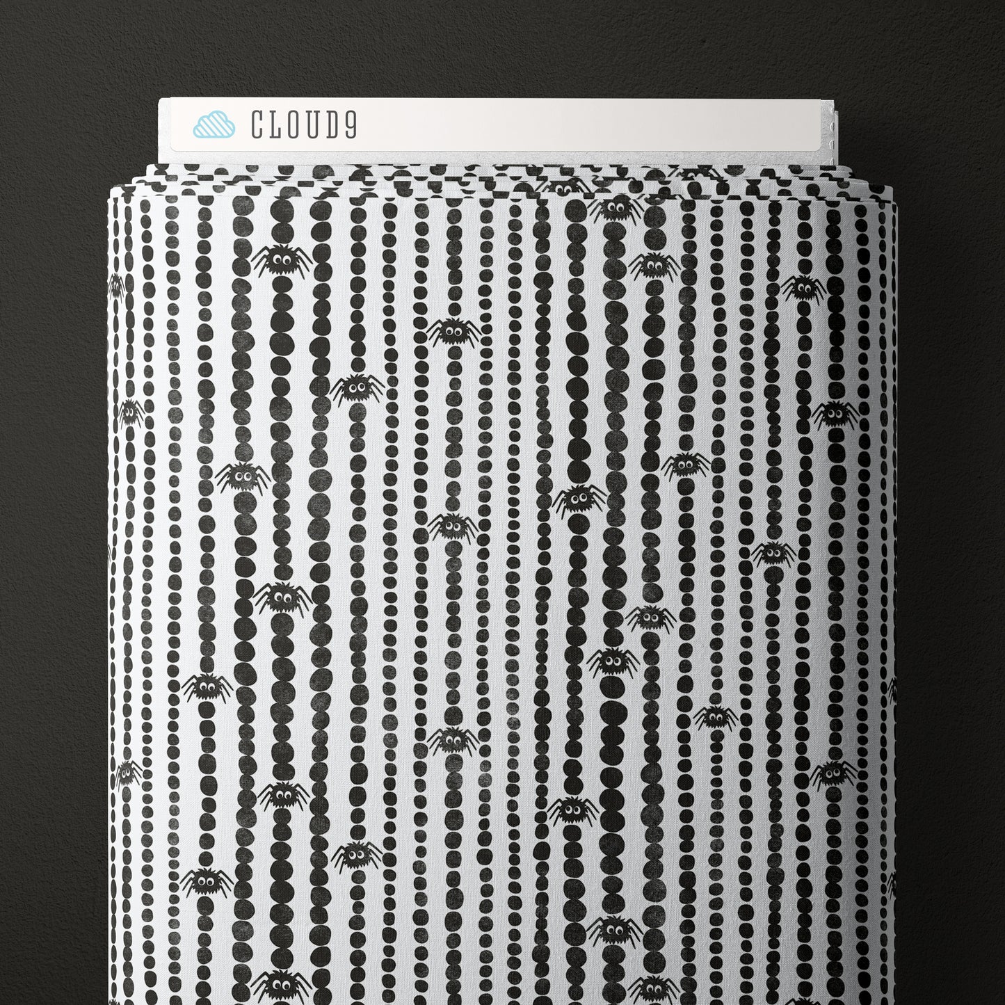 WHITE/BLACK Spiders Stripes - Gothic Whimsy Collection by Anequ Studio for Cloud9 Organic Cotton