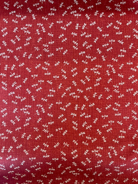 RED Dragonflies Cotton Sheeting from Westex for Kokka Fabrics