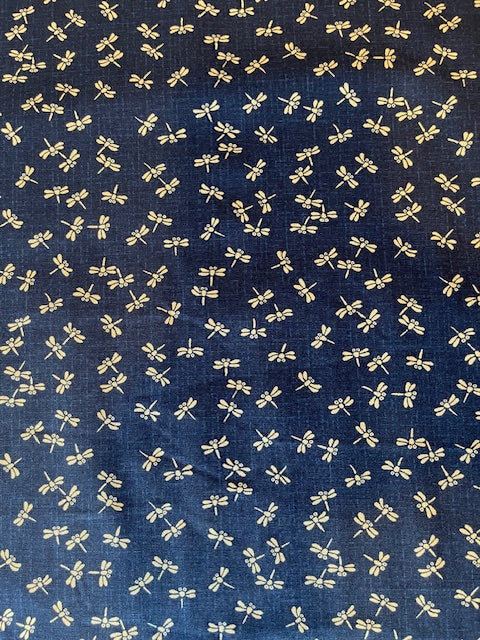 NAVY Dragonflies Cotton Sheeting from Westex for Kokka Fabrics