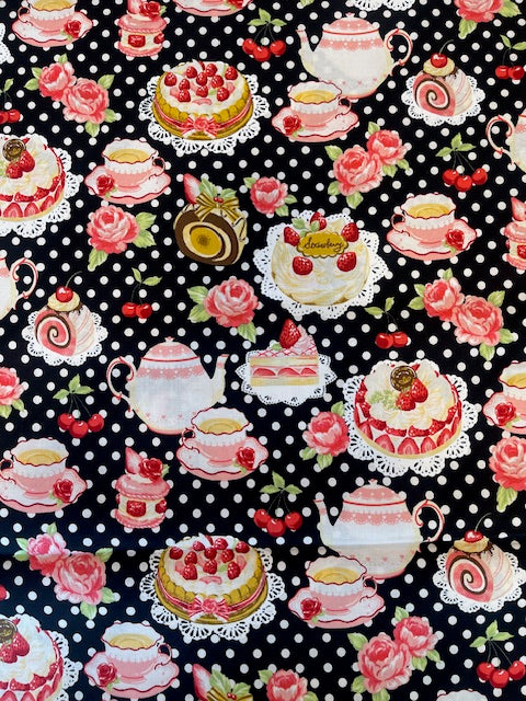 BLACK Sweet Treats Cotton Sheeting from Kokka