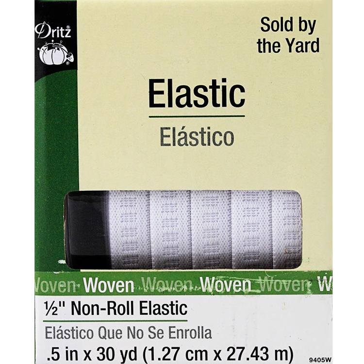 1/2" White Non Roll Elastic Sold by the Quarter Yard