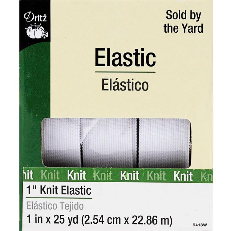 1" White Knit Elastic Sold by the Quarter Yard