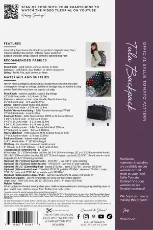 Tula Backpack Pattern from Sallie Tomato