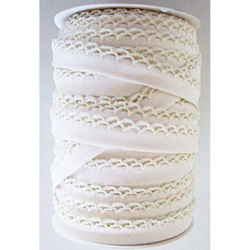 SOLID WHITE Double Fold Crochet Edge Bias Tape by Vintage Door