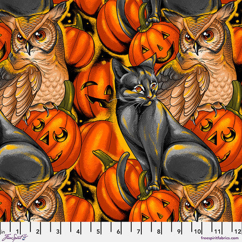 ORANGE Pumpkin Party from Costumes & Cobwebs by Club Hauer for Free Spirit Fabrics