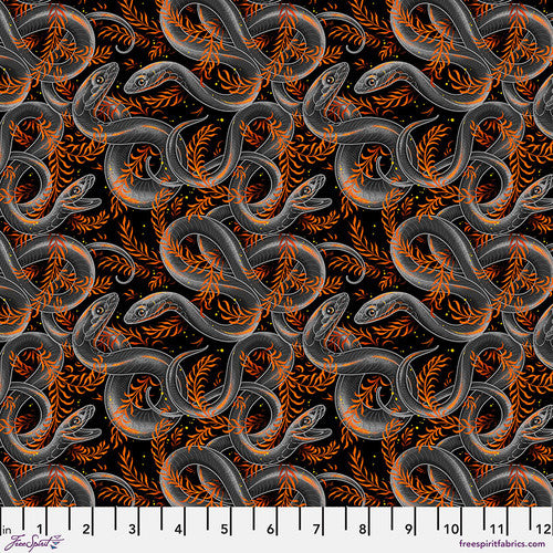 BLACK Sneaky Snakes from Costumes & Cobwebs by Club Hauer for Free Spirit Fabrics