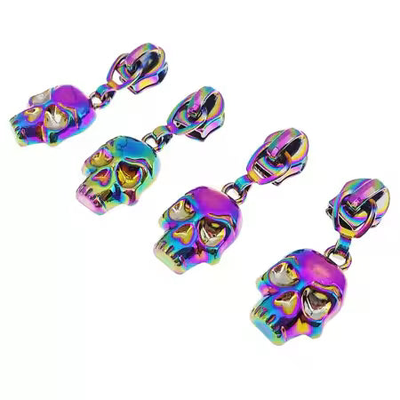 Skull Iridescent Zipper Pulls set of 4 by Sassafras Lane