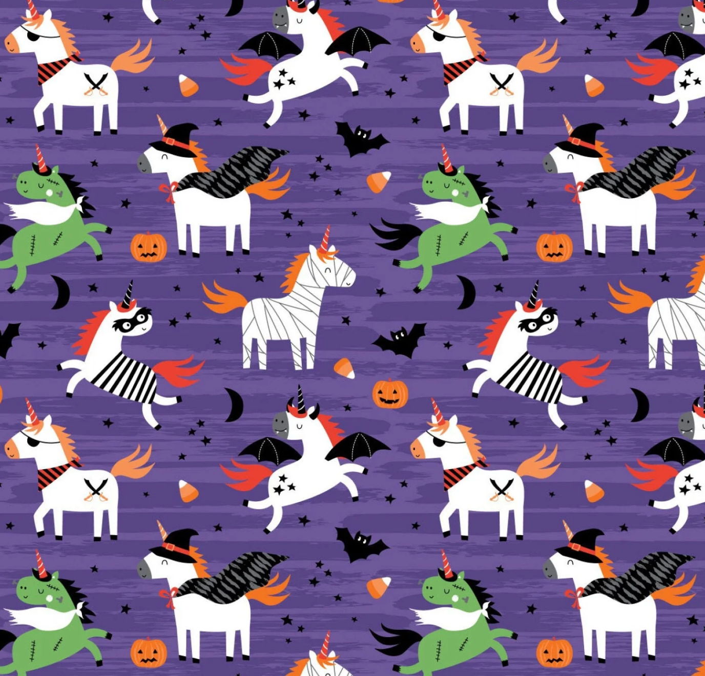 PURPLE Halloween Unicorns, It's Alway's Unicorn Season by Puck Selders for Camelot