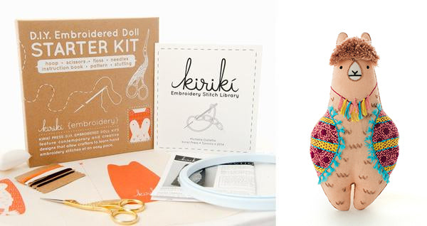 LLAMA D.I.Y. Embroidered Doll Kit from Kiriki Press