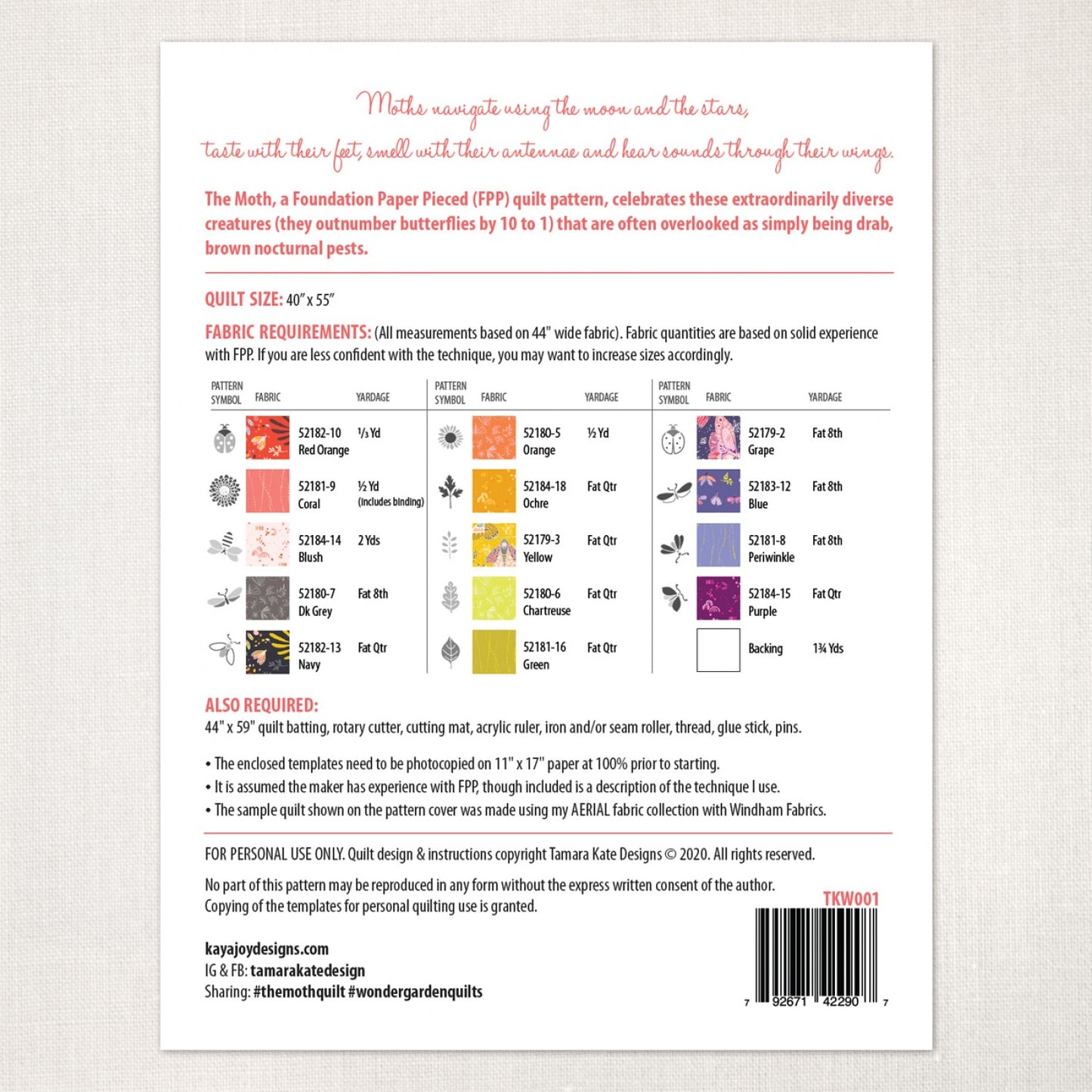 The Moth Quilt #1 in the Wondergarden Tamara Kate Design