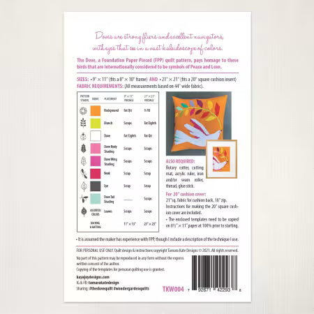 The Dove #4 Wondergarden Quilt Pattern by Tamara Kate Design