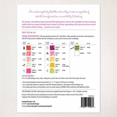 The Snake #7 Wondergarden Quilt Pattern by Tamara Kate Design