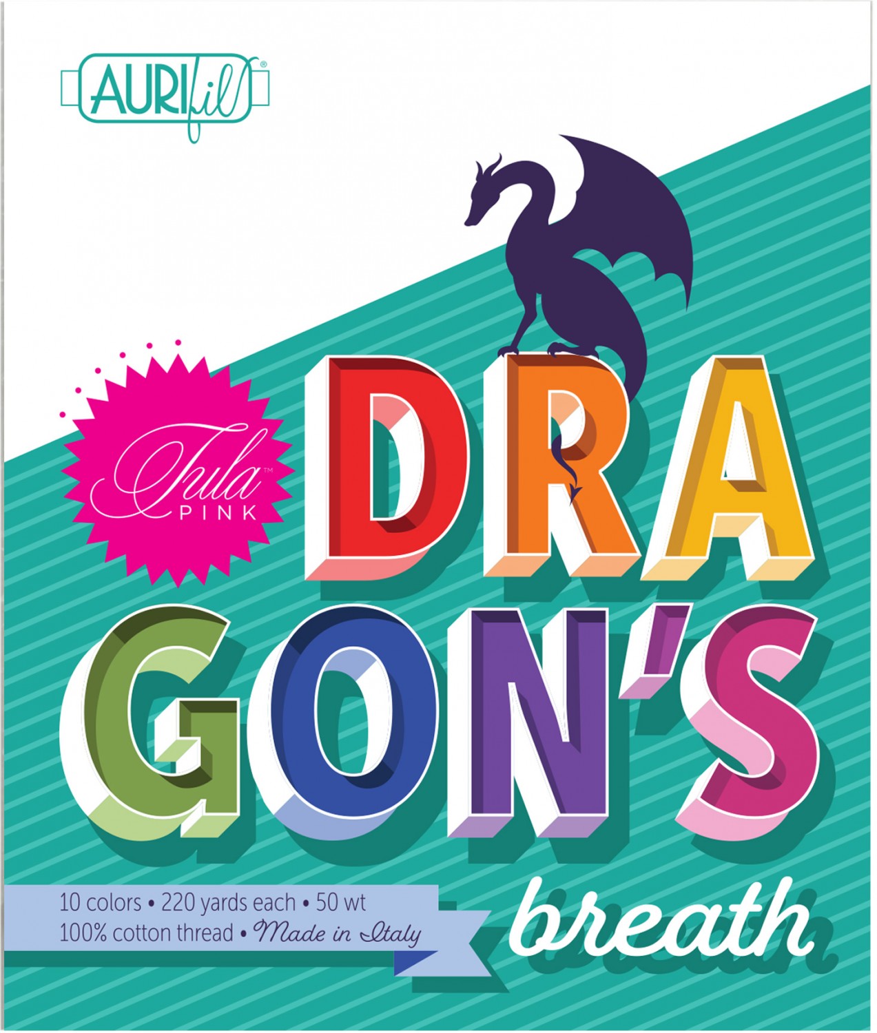 Tula Pink Dragon's Breath Thread Collection by Aurifil- 10 Small Spools 50wt Thread