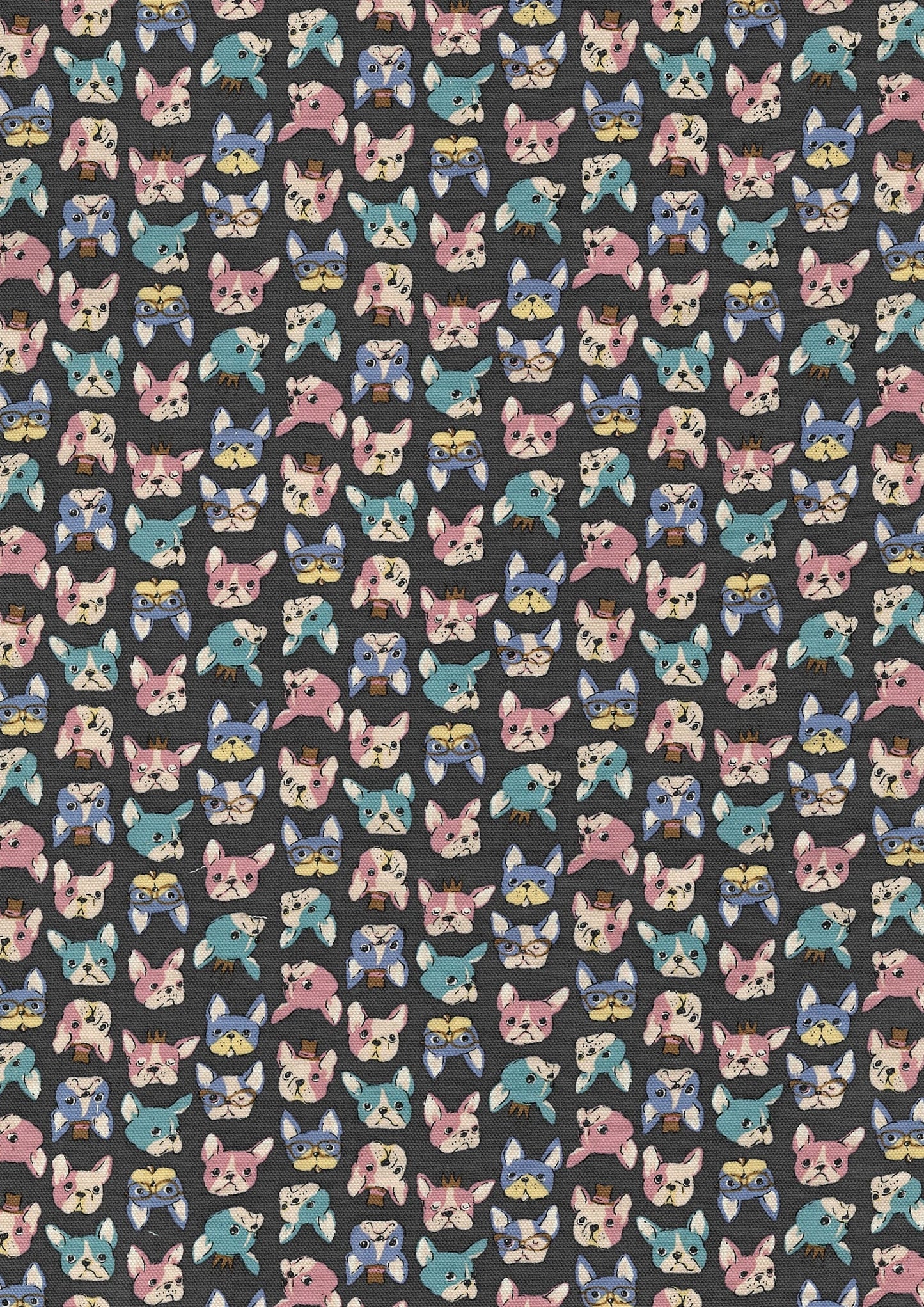 DARK GREY Chibi Puri French Bulldog - Oxford Cotton from Kokka