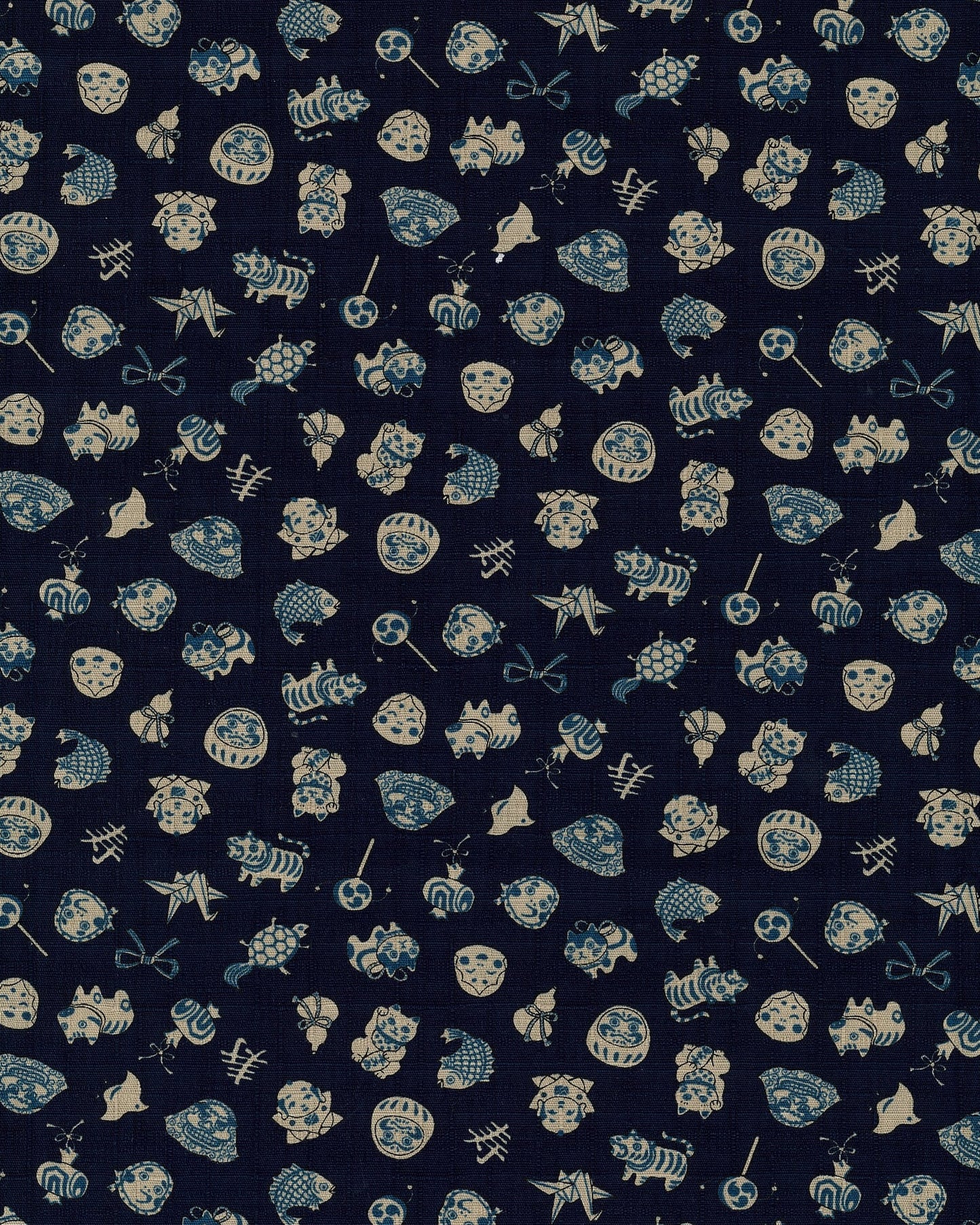 NAVY Chibi-pri Japan Cotton Dobby Cloth from Kokka