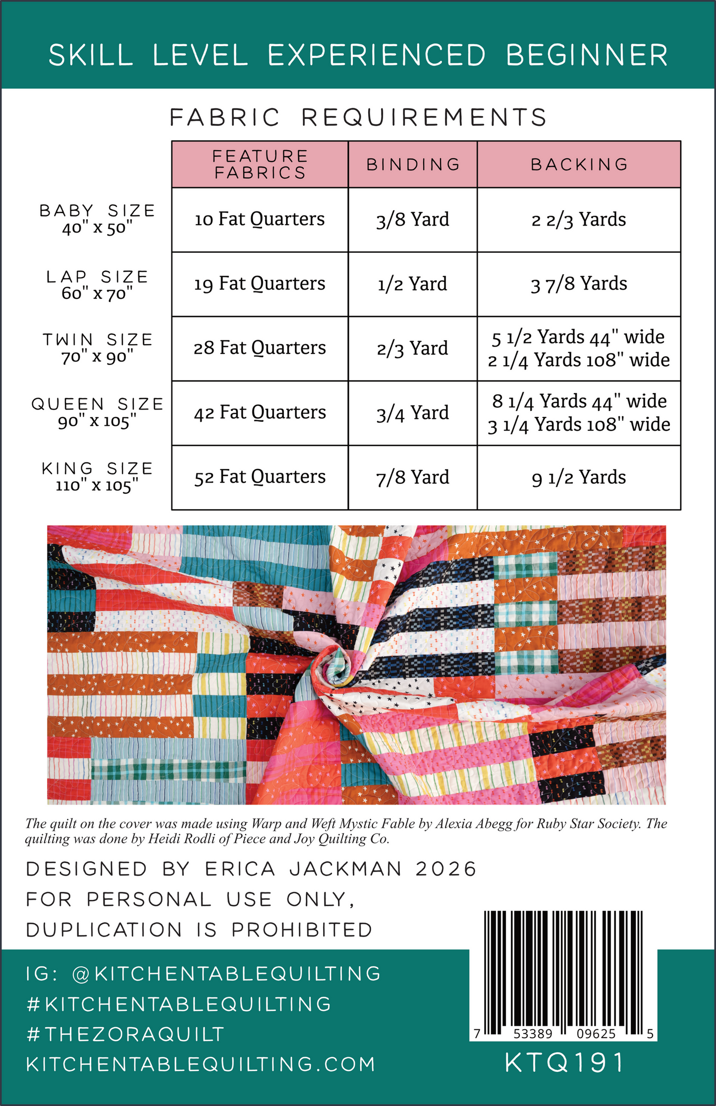 The Zora Quilt by Kitchen Table Quilting