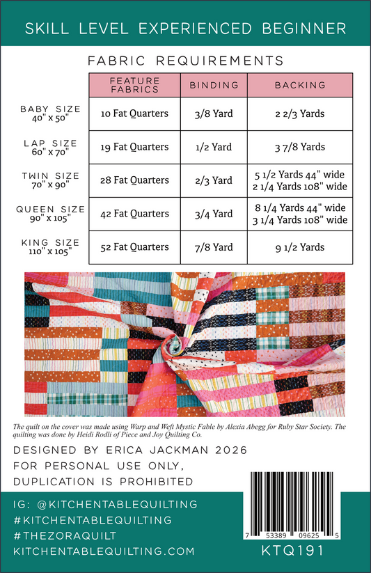 The Zora Quilt by Kitchen Table Quilting