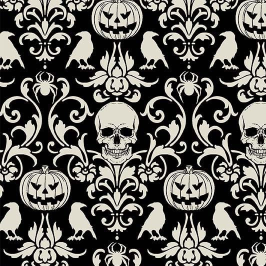 BLACK Spooky Damask - Boo-tiful collection from Michael Miller Fabrics