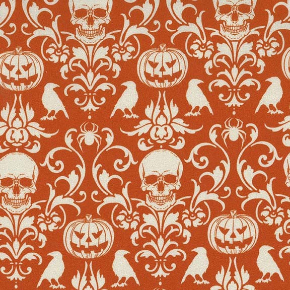 ORANGE Spooky Damask - Boo-tiful collection from Michael Miller Fabrics