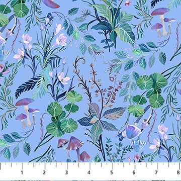 BLUE Leaves from Full Moon by Clara McAllister for Figo Fabrics