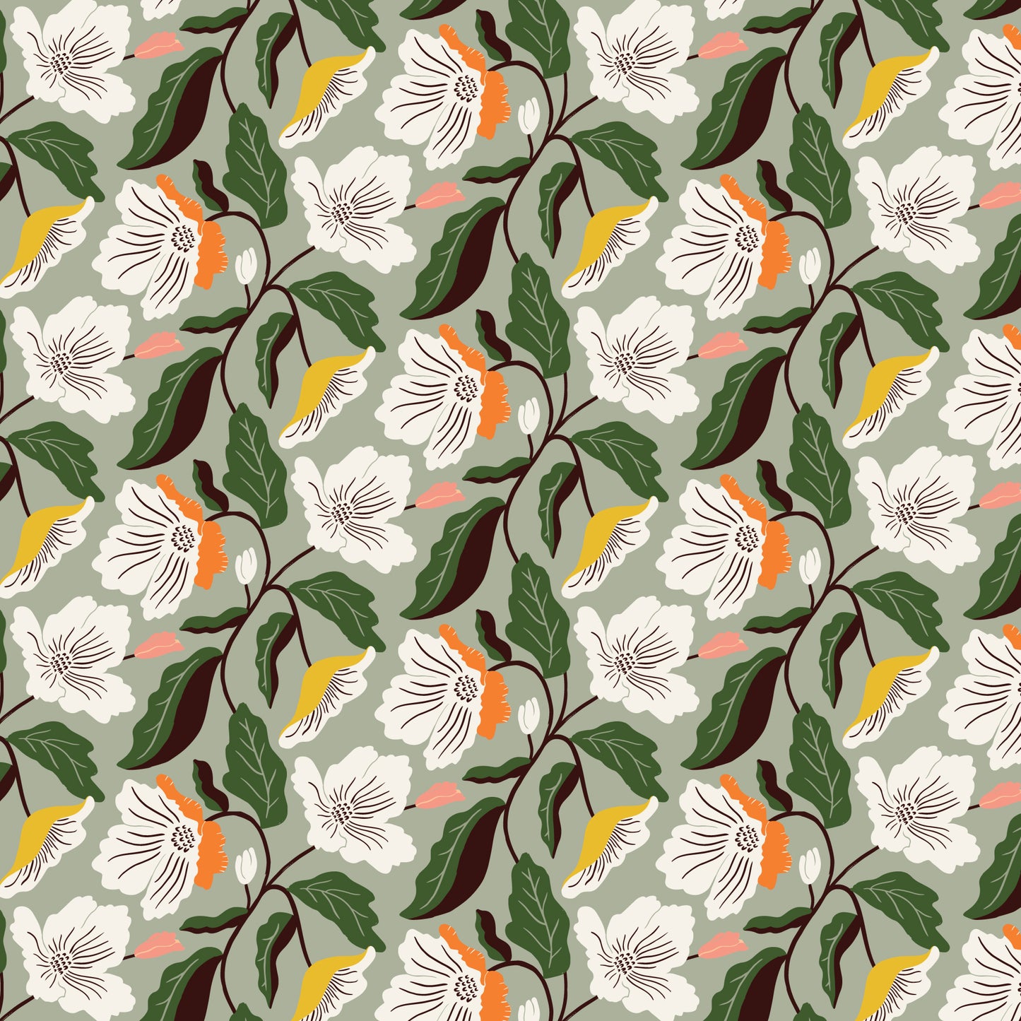 TURQUOISE Irises, Honey Garden by Juliana Tipton, Cloud9 Organic Cotton