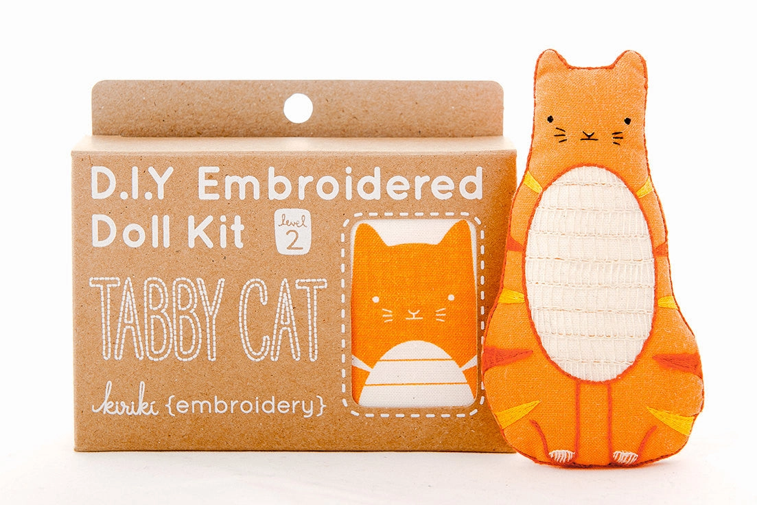 TABBY CAT D.I.Y. Embroidered Doll Kit from Kiriki Press