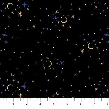 BLACK Stars from Full Moon by Clara McAllister for Figo Fabrics.