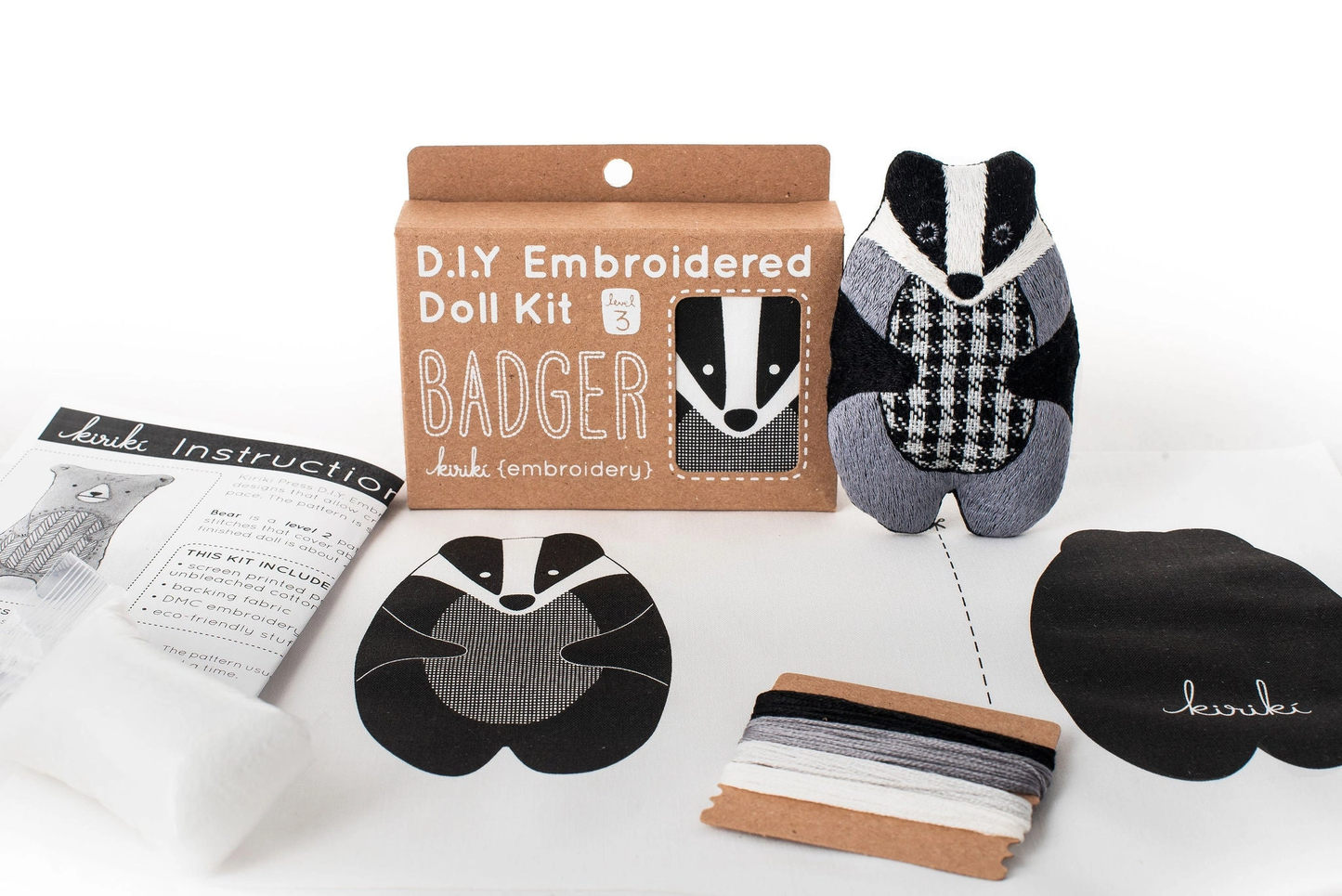 BADGER D.I.Y. Embroidered Doll Kit from Kiriki Press