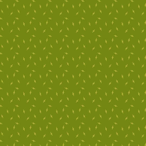 OLIVE, Lightning Bolt, Atomic by Libs Elliott for Andover Fabrics