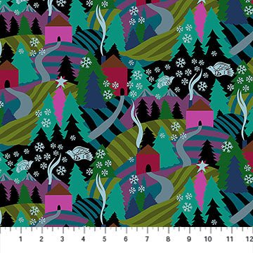 MIDNIGHT Flurry, Cozy Christmas by Anna Maria for Northcott Fabrics