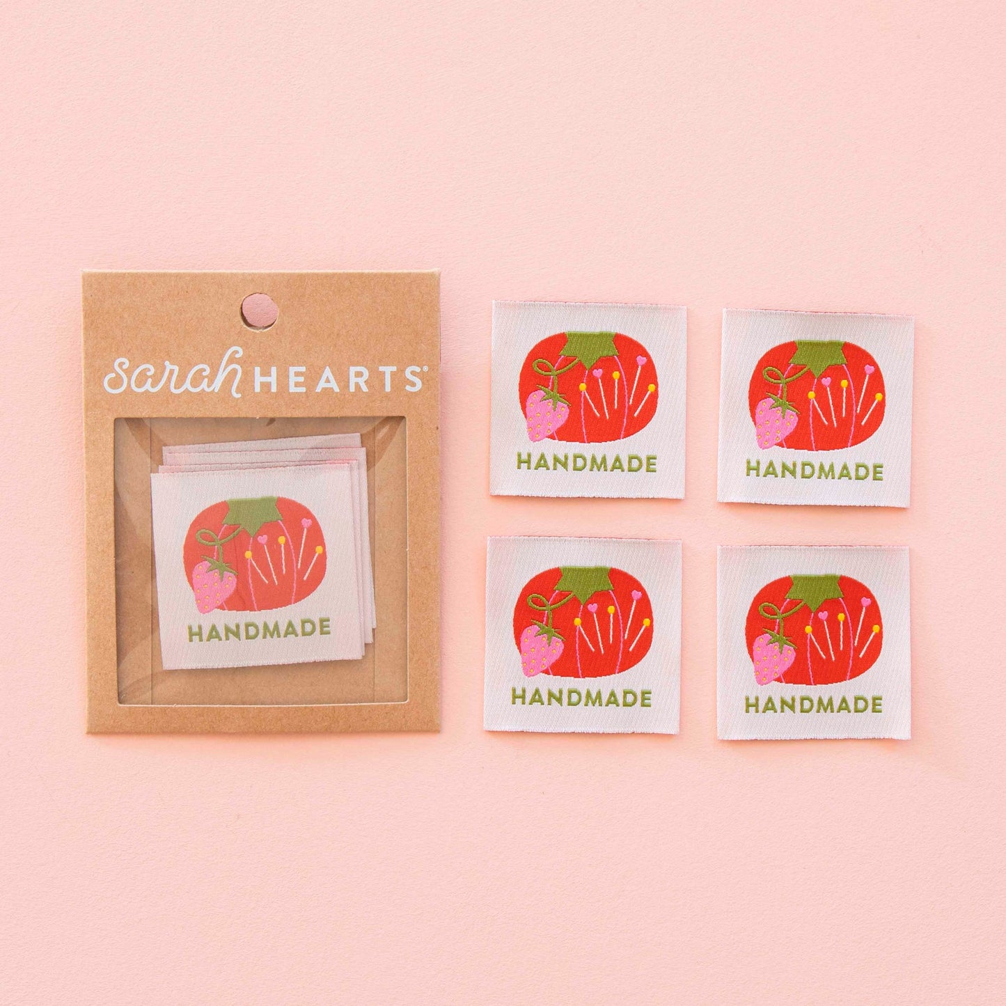 Tomato Pincushion Handmade Large Woven Labels from Sarah Hearts