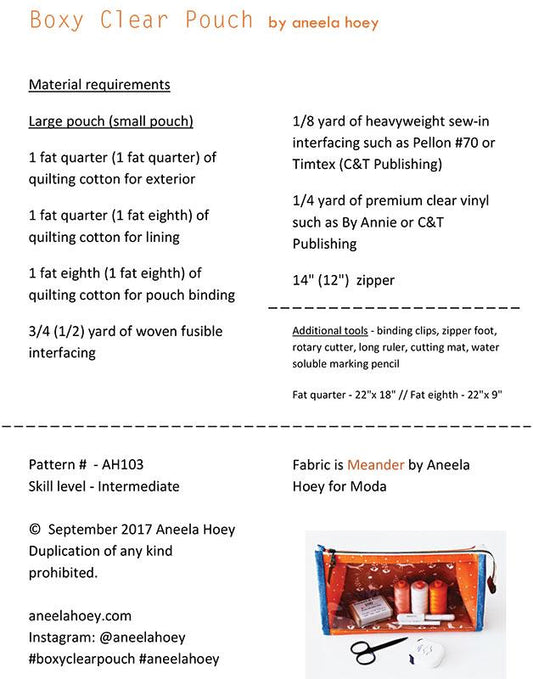 Boxy Clear Pouch by Aneela Hoey Patterns