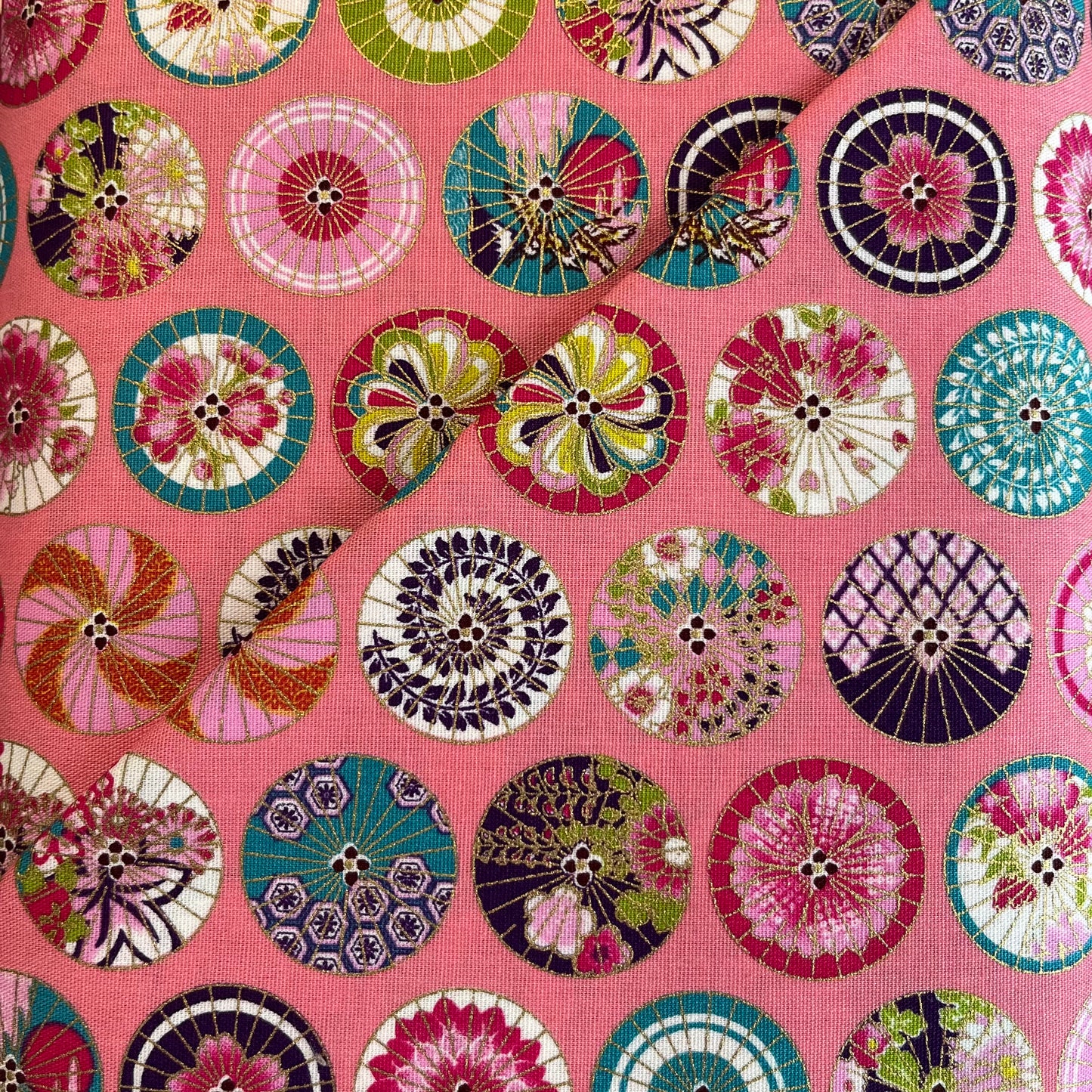 PINK Umbrella Metallic Cotton by Good Taste