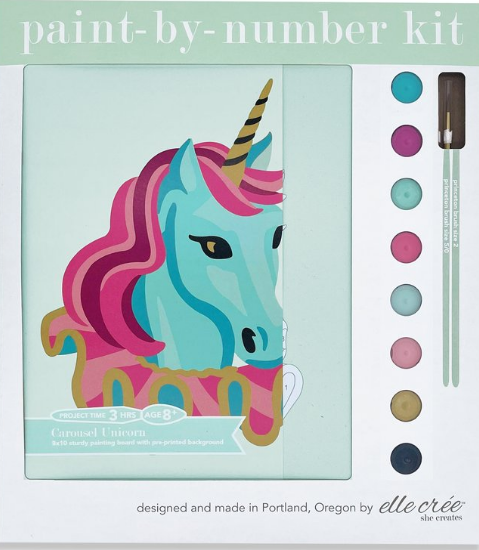 Carousel Unicorn Kid's Paint-by-Number Kit from Elle Cree