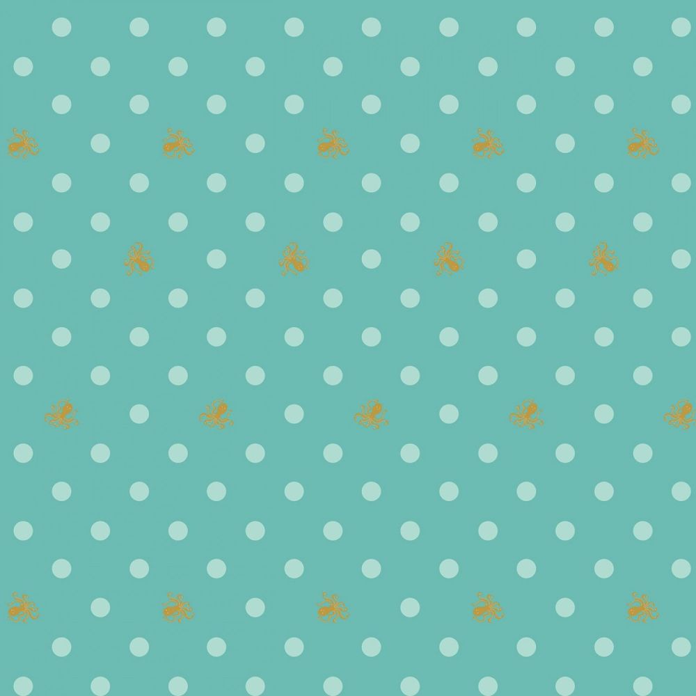 SEAFOAM Ahoy! Mermaids Octo Dots with Gold Metallic by Melissa Mortenson for Riley Blake