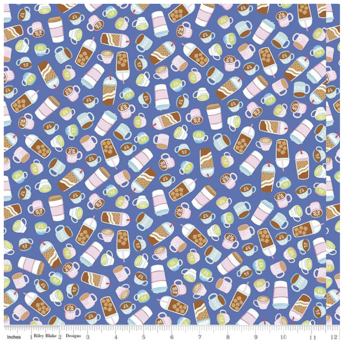 BLUE Coffee Drinks, Rainbowfruit by Damask Love for Riley Blake