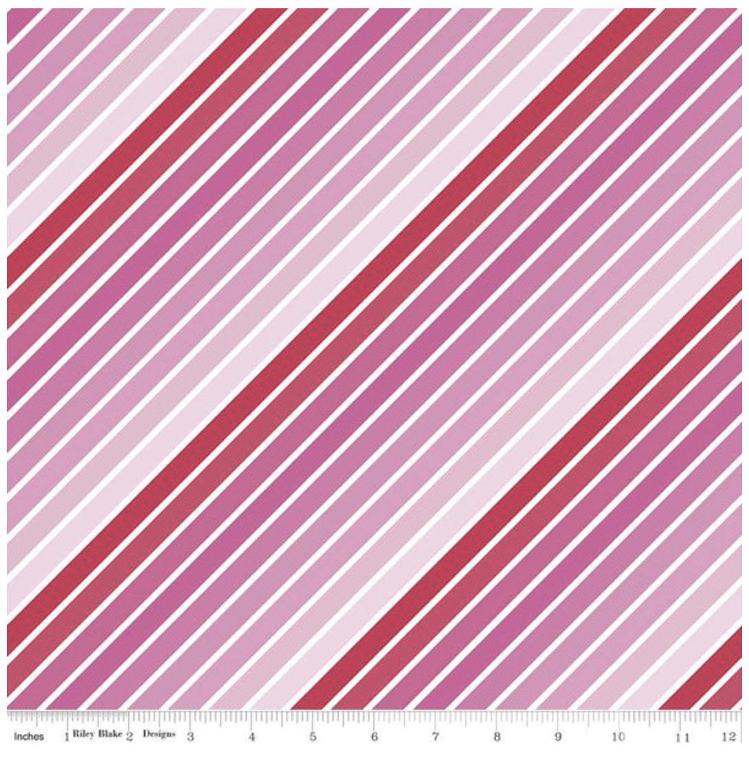 PINK Calorie's Don't Count Stripe, Rainbow fruit by Damask Love for Riley Blake