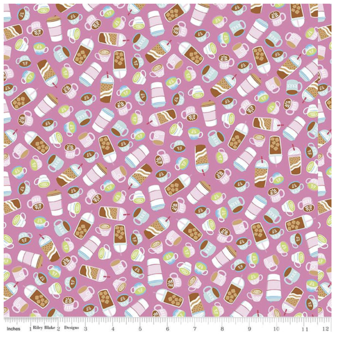 Hot Pink Coffee Drinks, Rainbowfruit by Damask Love for Riley Blake