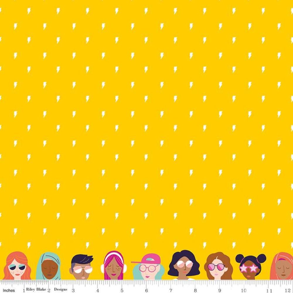 Yellow Lightning, Grl Pwr by Amber Kemp-Gerstel for Riley Blake