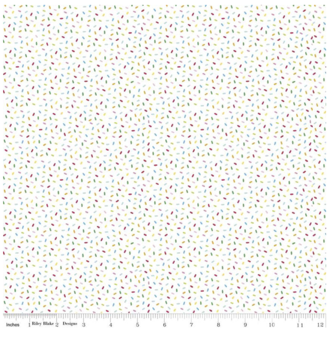 White Let's Chill Sprinkles, Rainbowfruit by Damask Love for Riley Blake