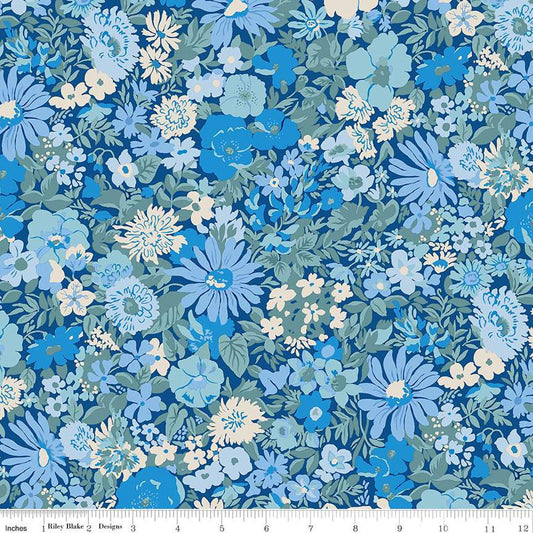 BLUE FLORAL Malvern Field Wideback 107" - Liberty for Riley Blake