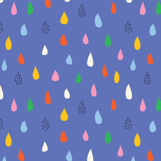 RAINBOW DRIZZLE Laminated fabric by Sandra Hutter for Cloud 9 fabrics