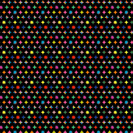 BLACK Diamonds and Stars, Circus Spectacular by QT Fabrics
