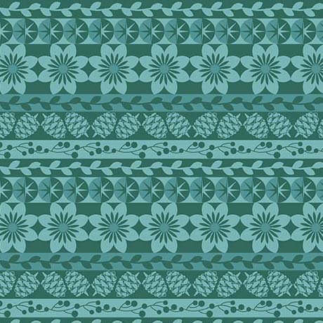 TEAL Patterned Stripe, 12 Days of Christmas by QT Fabrics