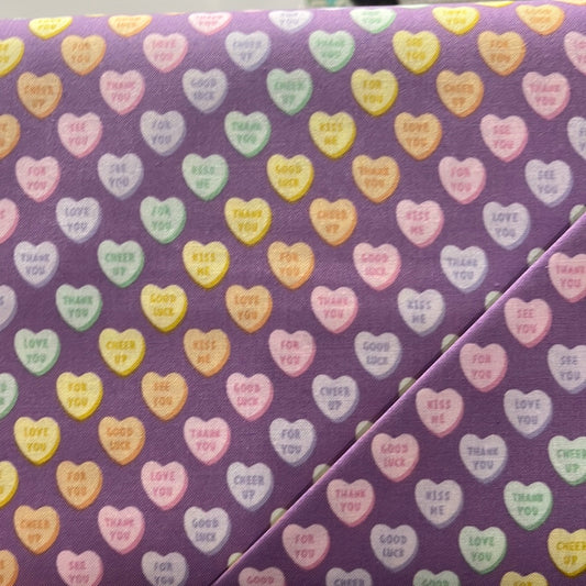 PURPLE Conversation Hearts, Pastel Pop - Cotton Sheeting from Kokka