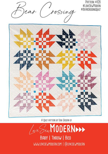 Bear Crossing from Love Sew Modern throw size Quilt Kit - top fabrics only