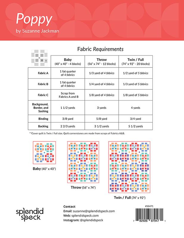 Poppy Quilt Pattern by Suzanne Jackman for Splendid Speck